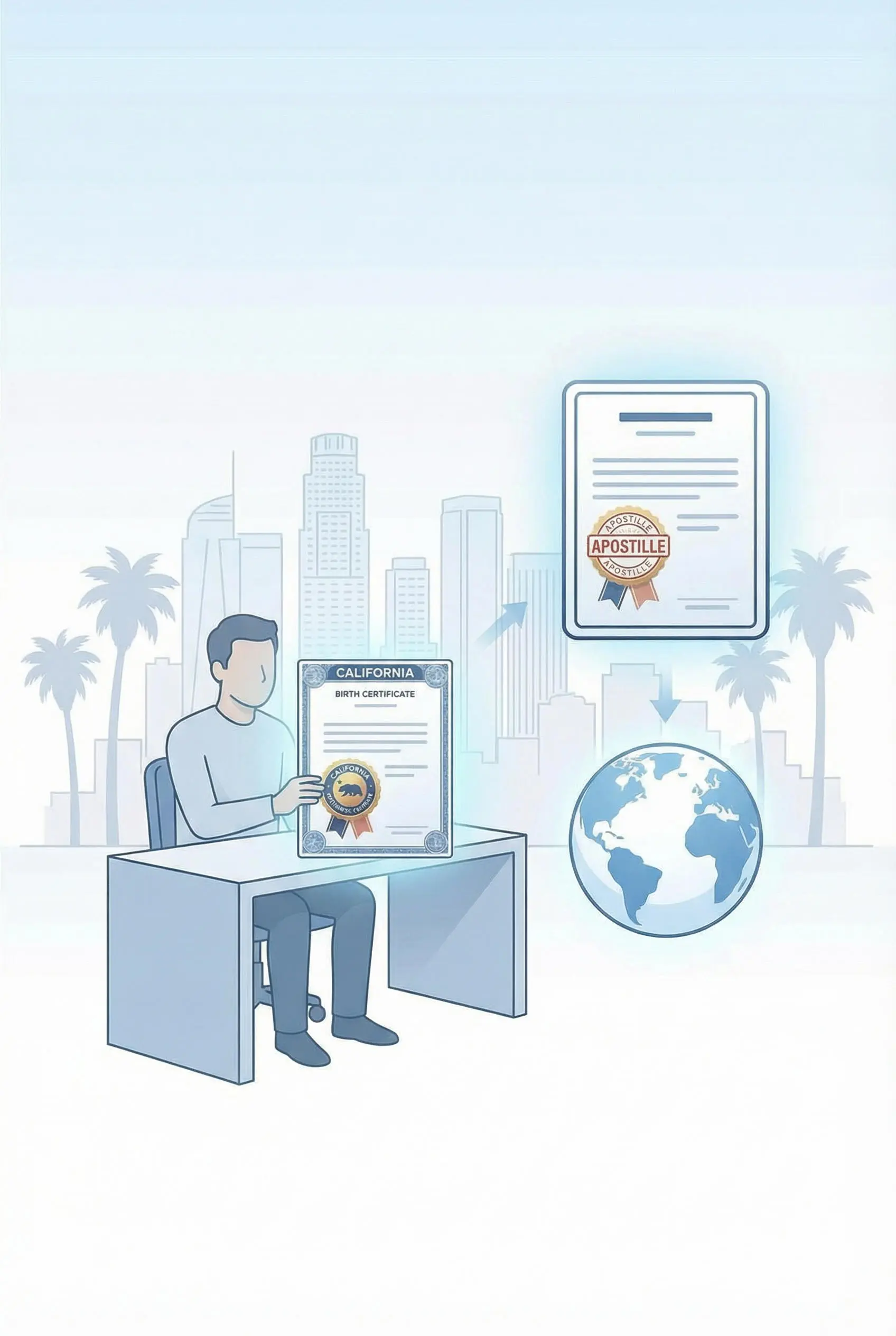 Birth certificate prepared for apostille in Los Angeles