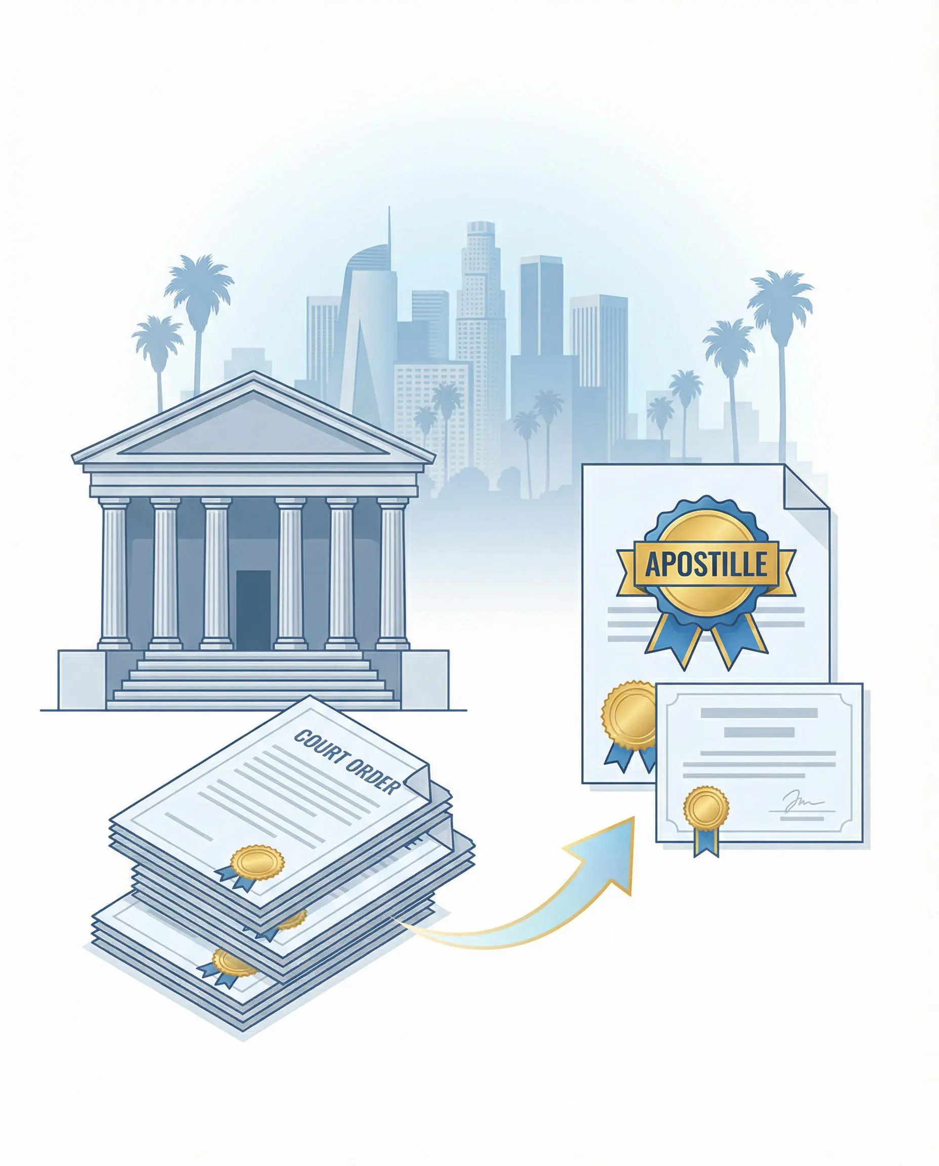 Court and adoption documents being prepared for apostille in Los Angeles