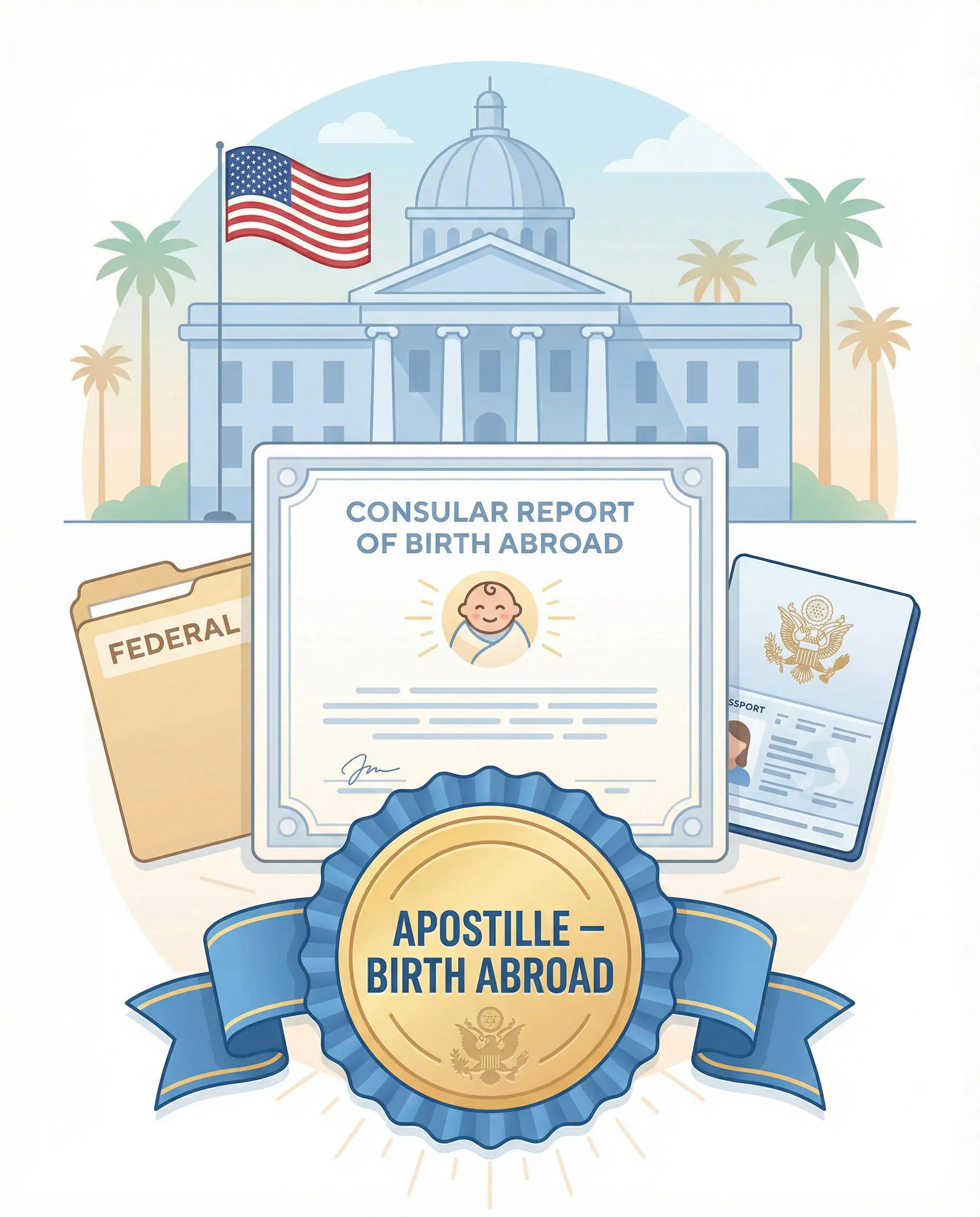 Consular Report of Birth Abroad prepared for apostille in Los Angeles
