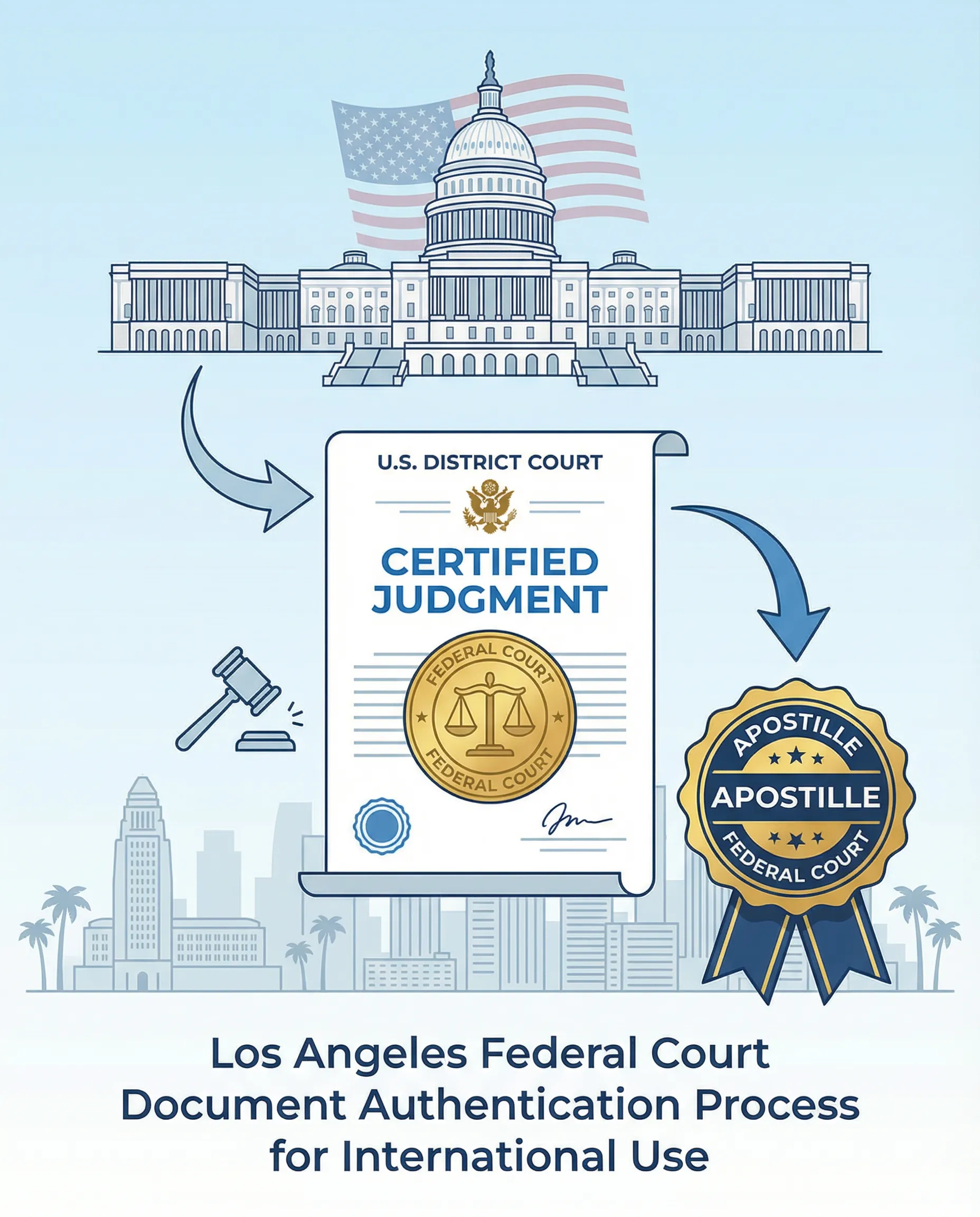 U.S. federal court documents prepared for apostille in Los Angeles
