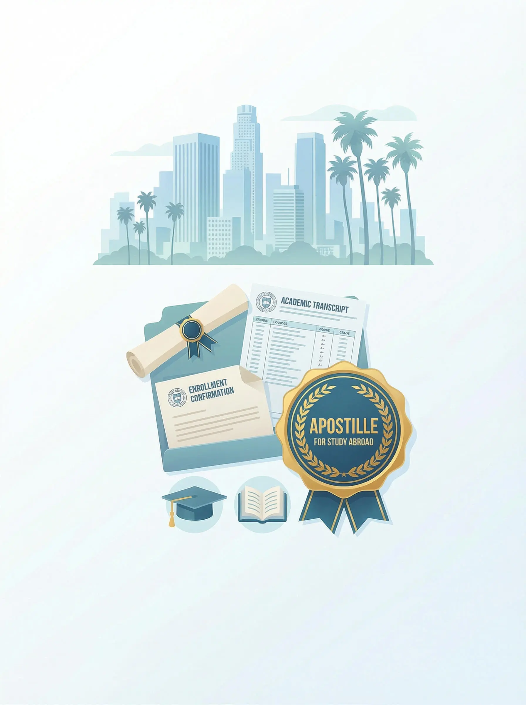 Student holding school transcripts and diploma prepared for apostille in Los Angeles
