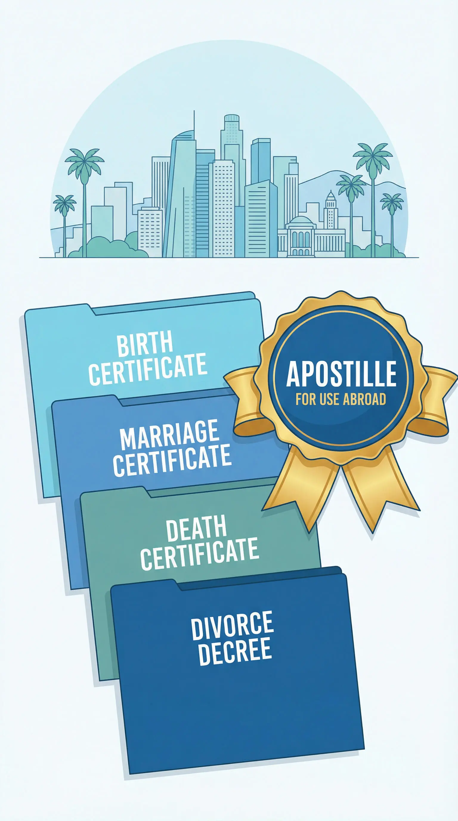 Vital records prepared for apostille in Los Angeles